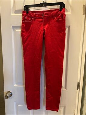 Bright Red Stretchy Skinny Jeans